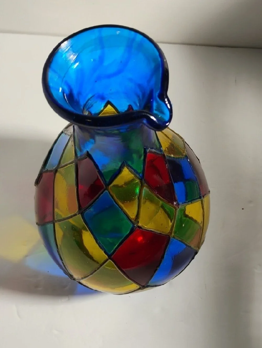 Vidrio Handblown  Glass   Multicolor Wine Cooler Signed Made In Mexico